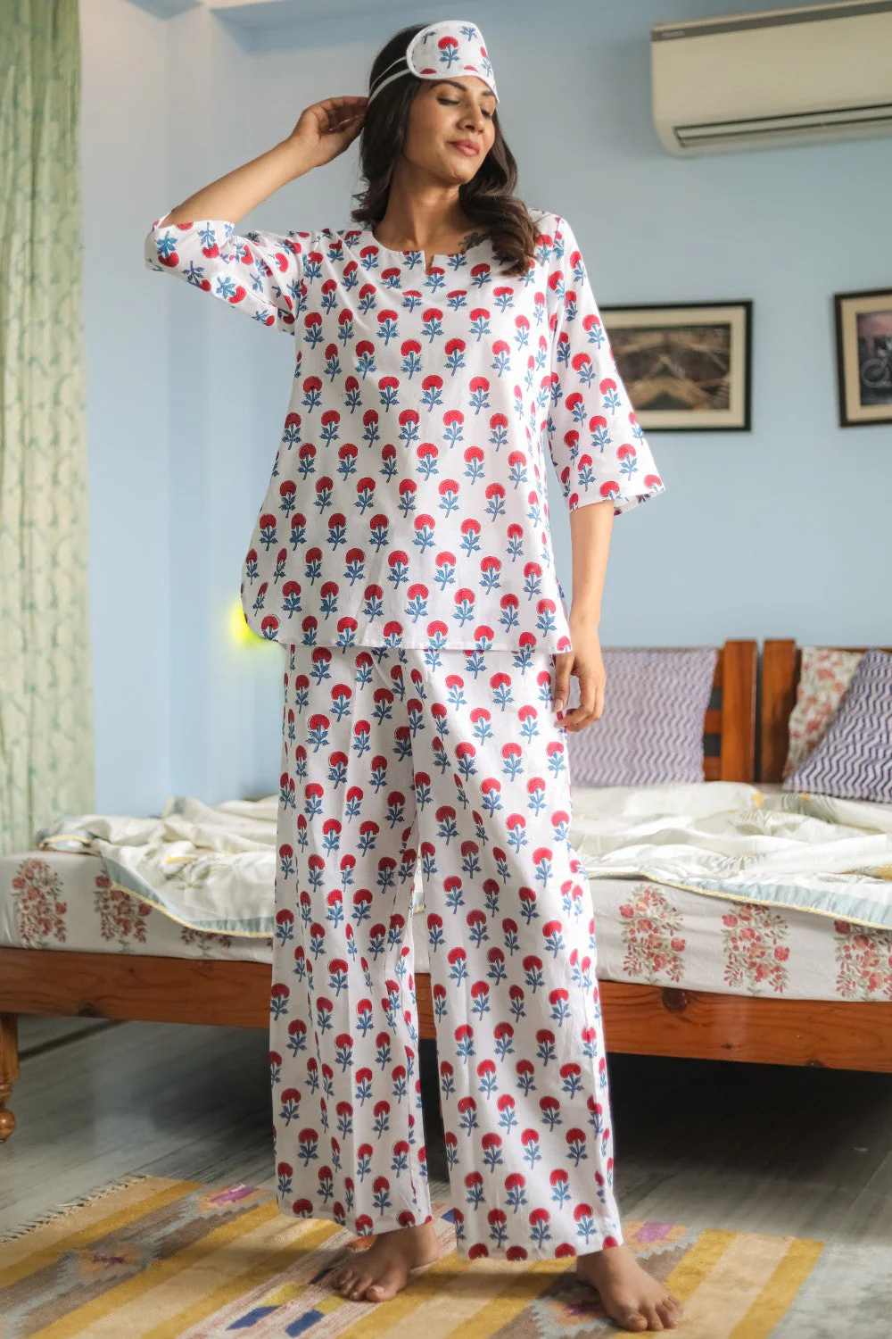 Printed Pure Cotton Night Suit - Image 2