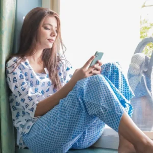 Azofree Handblock Printed Pure Cotton Night Suit